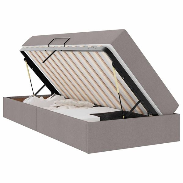 vidaXL Aufbewahrungsbett mit Matratze Taupe 100 x 200 cm Polyester
