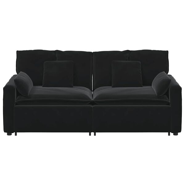 vidaXL Modulares Sofa mit Kissen Schwarz