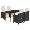 vidaXL 5-tlg. Garten-Essgruppe mit Kissen Schwarz Poly Rattan