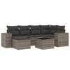 vidaXL 7-tlg. Garten-Sofagarnitur mit Kissen Grau Poly Rattan