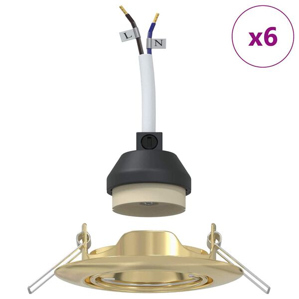 vidaXL Spotlights mit Strahlern 6 pcs Gold 9 x 9 cm Metall
