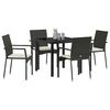 vidaXL Garten Essgruppe mit Kissen 5 pcs Schwarz Poly-Rattan