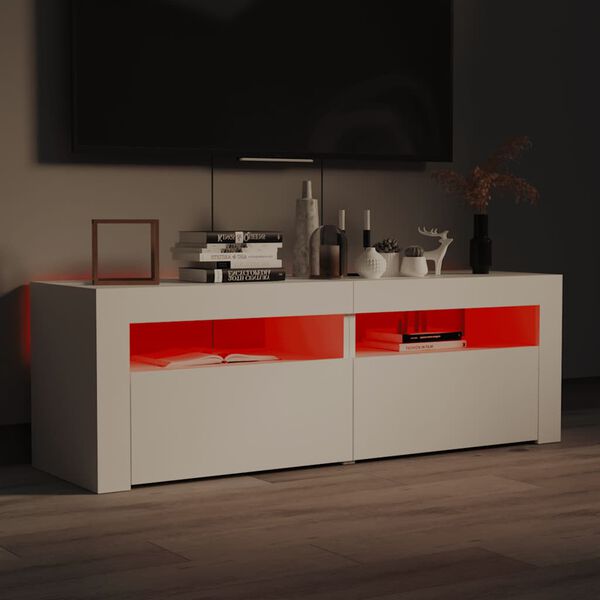 vidaXL TV-Schrank mit LED-Leuchten Weiß 120x35x40 cm