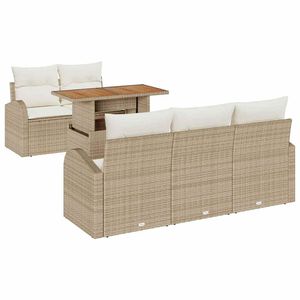 vidaXL Garten-Sofa-Set mit Speicher 6 pcs Beige Poly Rattan