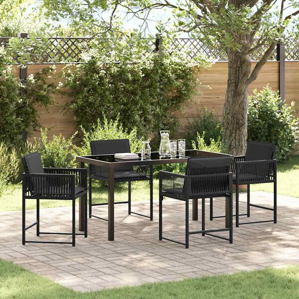 vidaXL Garten Essgruppe 5 pcs Schwarz Poly-Rattan