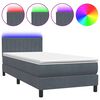 vidaXL Boxspringbett mit Matratze & LED Dunkelgrau 100x220 cm Samt