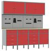vidaXL Werkbank 10 Stk. Rot und Grau Ingenieure Holz und Stahl