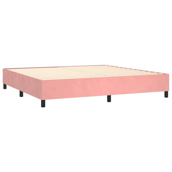 vidaXL Boxspringbett mit Matratze Rosa 180x200 cm Samt