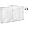 vidaXL Gabionen mit Hochbogen 5 Stk. 300x30x160/180cm Verzinktes Eisen