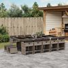 vidaXL 15-tlg. Garten-Essgruppe mit Kissen Grau Poly Rattan