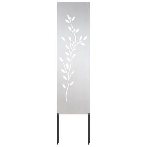 vidaXL Garten Sichtschutz-Leinwand Floral Silber 32 x 140 cm Edelstahl