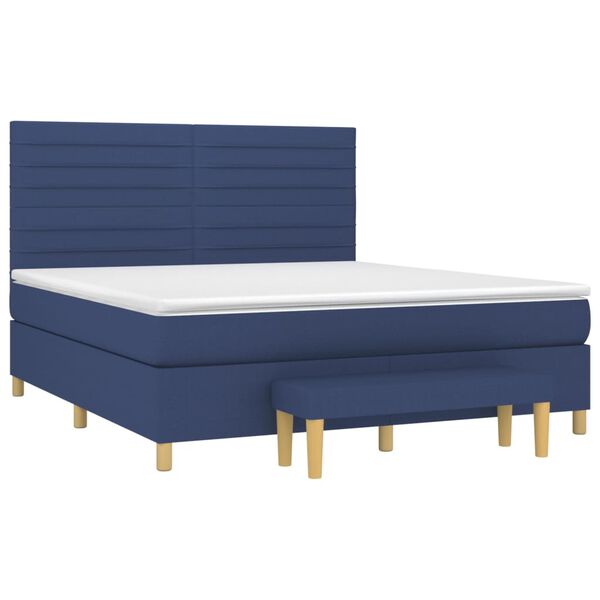 vidaXL Boxspringbett mit Matratze Blau 180x200 cm Stoff