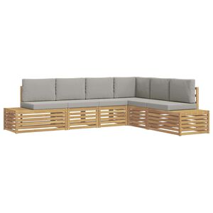 vidaXL Outdoor-Sofagarnitur mit Kissen 6 St&uuml;ck Wei&szlig; und Hellgrau