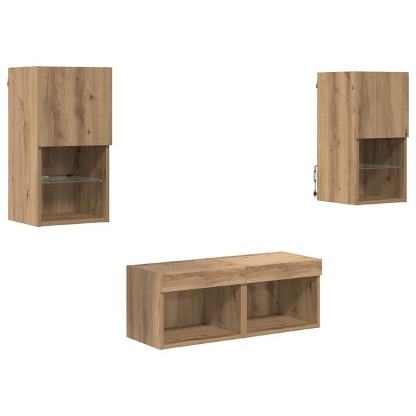 vidaXL TV-Wandregale Wandmontiert 4 pcs Artisan-Eiche Holzwerkstoff