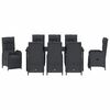 vidaXL Garten Essgruppe mit Kissen 9 pcs Schwarz Poly-Rattan