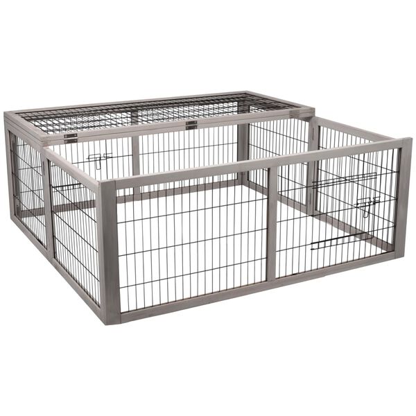 FLAMINGO Faltbarer Kaninchenstall mit 2 T&uuml;ren Mel 116x112x45 cm