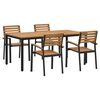 vidaXL Garten Essgruppe 5 pcs Schwarz Massivholz Akazie