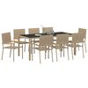 vidaXL Garten Essgruppe 9 pcs Beige Poly-Rattan