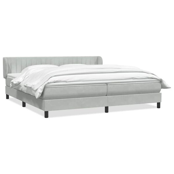 vidaXL Boxspringbett mit Matratzen Hellgrau 180x210 cm Samt