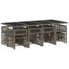 vidaXL 13-tlg. Garten-Essgruppe mit Kissen Grau Poly Rattan