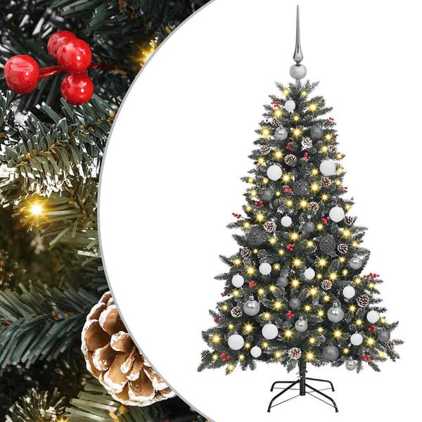 vidaXL K&uuml;nstlicher Weihnachtsbaum Gr&uuml;n 150 cm PVC, Plastik und Stahl