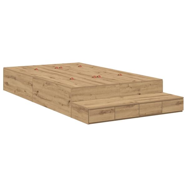 vidaXL Aufbewahrungsbettgestell Artisan-Eiche 120 cm Holzwerkstoff