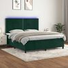 vidaXL Boxspringbett mit Matratze & LED Dunkelgr&uuml;n 180x200 cm Samt
