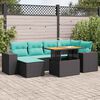 vidaXL 7-tlg. Garten-Sofagarnitur mit Kissen Schwarz Poly Rattan