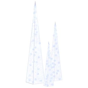 vidaXL LED-Leuchtkegel-Set Acryl Deko Blau 30/45/60 cm