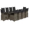 vidaXL 11-tlg. Garten-Bistro-Set mit Kissen Grau Poly Rattan
