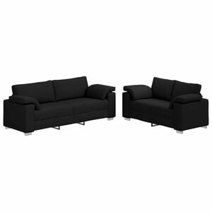 vidaXL Sofa 2 stk. Schwarz Stoff