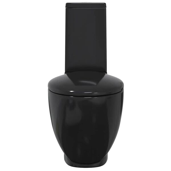 vidaXL Toilette Rund Keramik Schwarz
