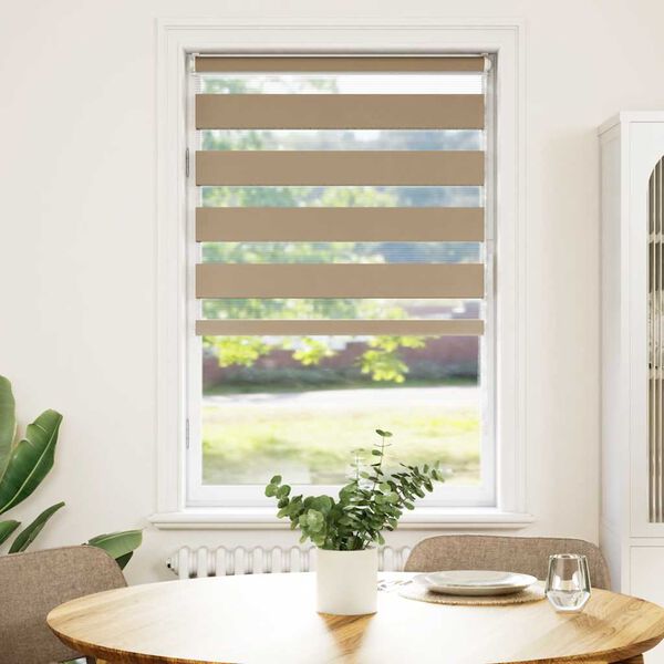 vidaXL Doppelrollo Sandbraun 90x150 cm Stoffbreite 85,9 cm Polyester