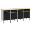 vidaXL Werkbank mit Speicher 4 Stk. Schwarz und Grau 200 x 55 x 85 cm