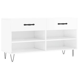 vidaXL Schuhbank Hochglanz-Wei&szlig; 102x35x55 cm Holzwerkstoff
