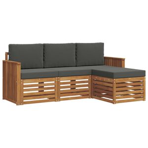 vidaXL Outdoor-Sofagarnitur mit Kissen 4 pcs Natur und Anthrazit