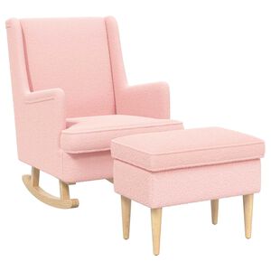 vidaXL Sessel mit Fu&szlig;hocker 2 stk. Rosa Boucl&eacute;