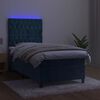 vidaXL Boxspringbett mit Matratze & LED Dunkelblau 100x200 cm Samt
