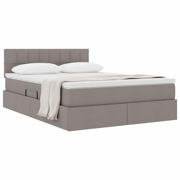 vidaXL Aufbewahrungsbett mit Matratze Taupe 140 x 190 cm Holzwerkstoff