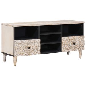 vidaXL TV-Schr&auml;nk mit Regal Wei&szlig; 100 x 33,5 x 46 cm Massivholz Mango