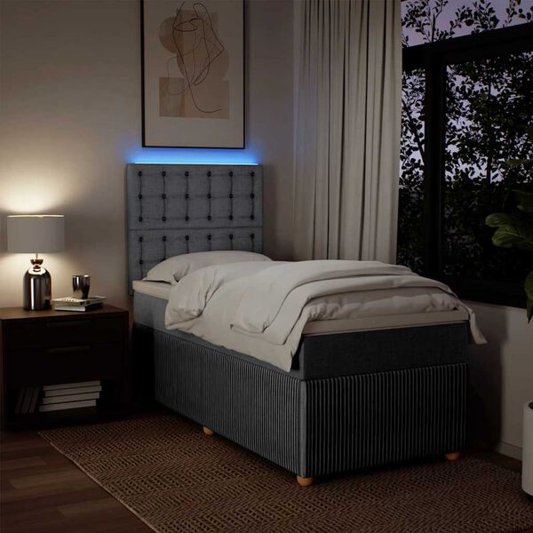 vidaXL Boxspringbett mit Matratze Hellgrau 90x190 cm Stoff