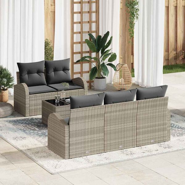 vidaXL Gartensofa-set Hellgrau 55 x 55 x 37 cm Poly-Rattan
