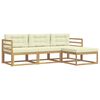 vidaXL Outdoor-Sofagarnitur mit Kissen 4 pcs Wei&szlig; und Creme Polyester