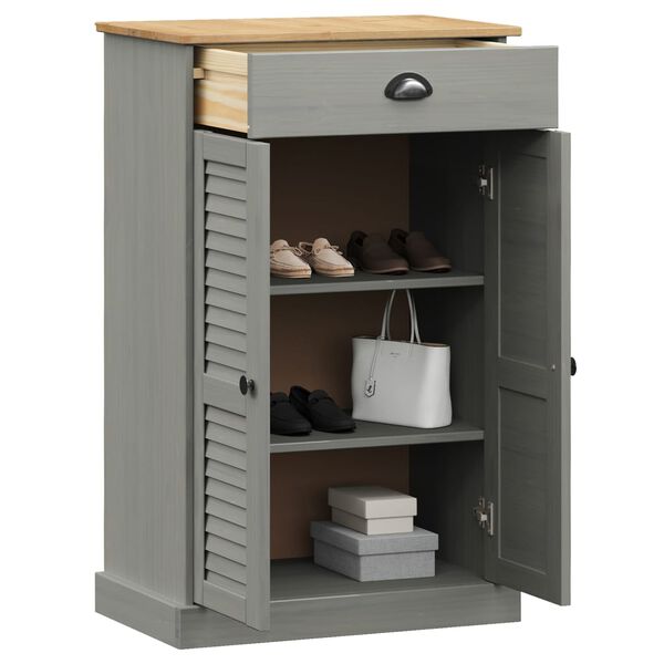 vidaXL Schuhschrank VIGO Grau 60x35x96 cm Massivholz Kiefer