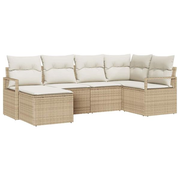 vidaXL Sofa Set mit Kissen 8 pcs Beige und Creme Poly-Rattan