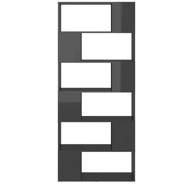vidaXL B&uuml;cherregal Raumteiler Hochglanz-Grau 80x24x186cm Holzwerkstoff