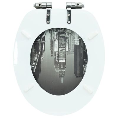 vidaXL Toilettensitz mit Soft-Close-Deckel MDF New York Design