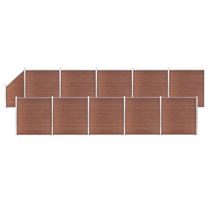 vidaXL WPC Zaun-Set 10 Quadrate + 1 Schr&auml;ge 1830x186 cm Braun
