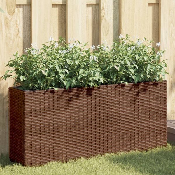vidaXL Hochbeet mit 2 F&auml;chern Braun 90x20x40 cm Poly Rattan