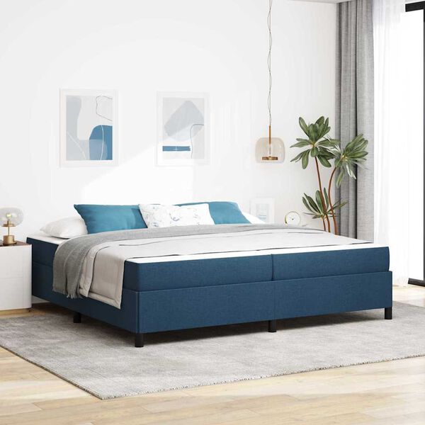vidaXL Boxspringbett mit Matratze Blau 200 x 200 cm Stoff
